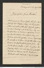 Nachlass Franz Steindachner, Brief von Ferdinand Krauss an Franz Steindachner (28.04.1878), Inv.Nr. 278.04, Seite 1